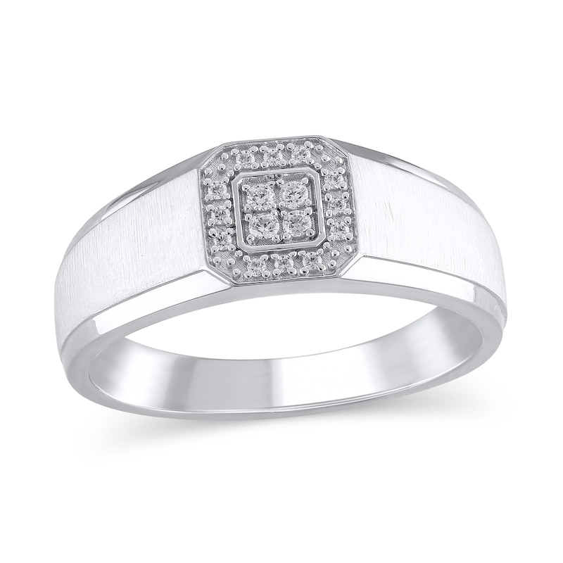 Main Image 1 of 1/8 CT. T.W. Quad Diamond Octagon Frame Band in 10K White Gold