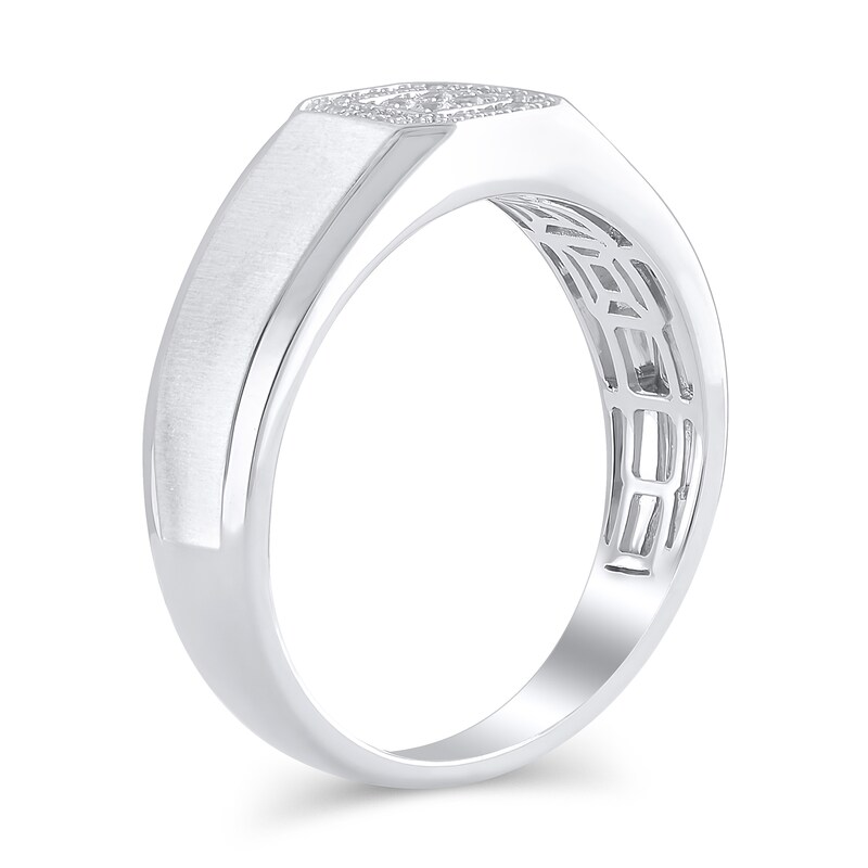 Main Image 2 of 1/8 CT. T.W. Quad Diamond Octagon Frame Band in 10K White Gold