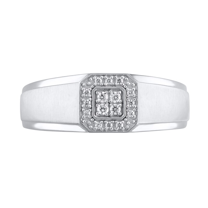 Main Image 3 of 1/8 CT. T.W. Quad Diamond Octagon Frame Band in 10K White Gold