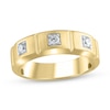 Thumbnail Image 1 of Men's 1/4 CT. T.W. Diamond Square Station Three Stone Band in 10K Gold