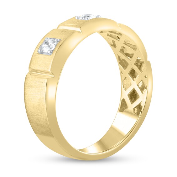 1/4 CT. T.w. Diamond Square Station Three Stone Band in 10K Gold