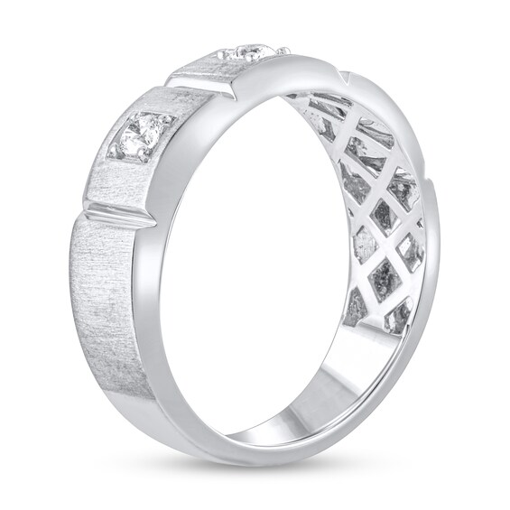 1/4 CT. T.w. Diamond Square Station Three Stone Band in 10K White Gold