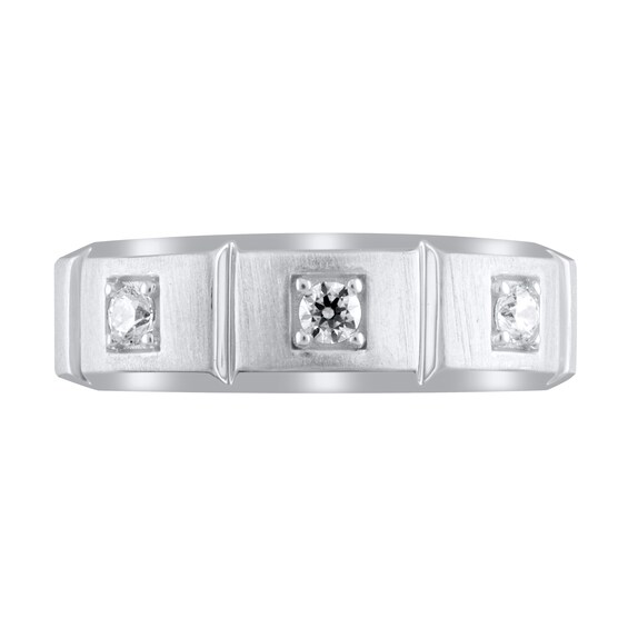 1/4 CT. T.w. Diamond Square Station Three Stone Band in 10K White Gold