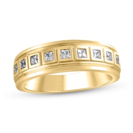 1/2 CT. T.W. Square-Cut Diamond Raised Frame Nine Stone Band in 10K Gold