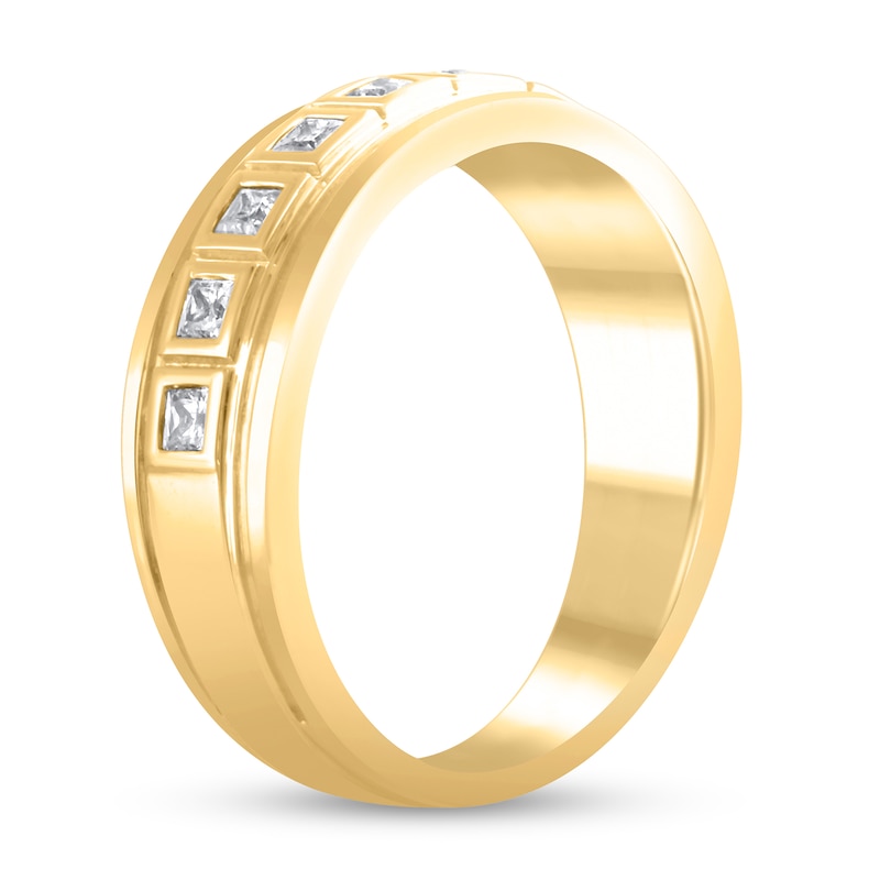 Main Image 2 of Men's 1/2 CT. T.W. Square-Cut Diamond Raised Frame Nine Stone Band in 10K Gold