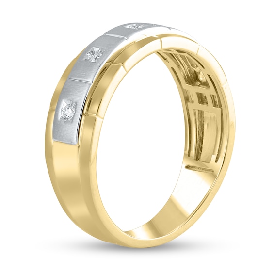 1/10 CT. T.w. Diamond Rectangle Station Five Stone Band in 10K Two-Tone Gold