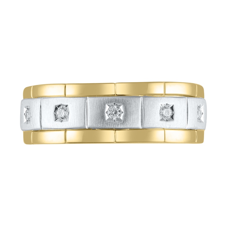 Main Image 3 of 1/10 CT. T.W. Diamond Rectangle Station Five Stone Band in 10K Two-Tone Gold