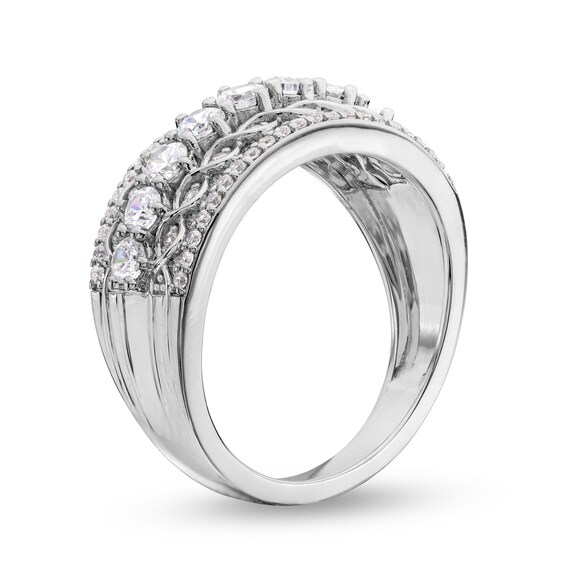 1 CT. T.w. Diamond Edge Lattice Center Row Band in 14K White Gold