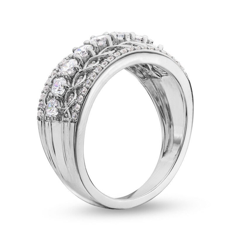 Main Image 3 of 1 CT. T.W. Diamond Edge Lattice Center Row Band in 14K White Gold