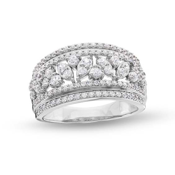 1 CT. T.w. Marquise-Frame Multi-Diamond Multi-Row Band in 14K White Gold