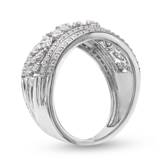 1 CT. T.w. Marquise-Frame Multi-Diamond Multi-Row Band in 14K White Gold