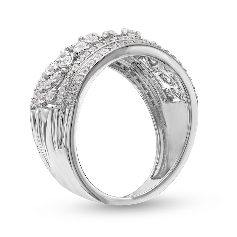 Main Image 3 of 1 CT. T.W. Marquise-Frame Multi-Diamond Multi-Row Band in 14K White Gold