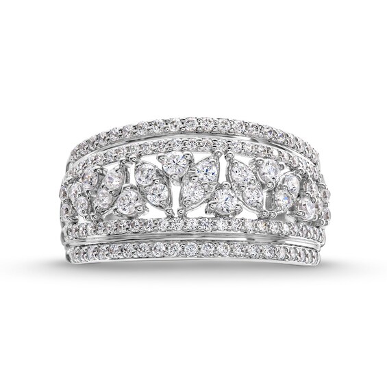 1 CT. T.w. Marquise-Frame Multi-Diamond Multi-Row Band in 14K White Gold