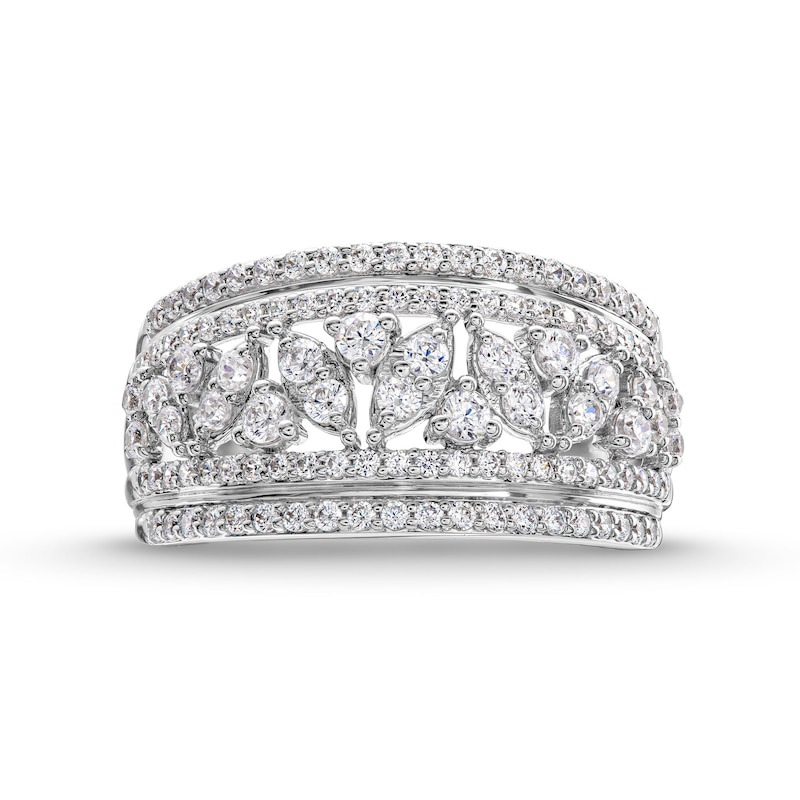 Main Image 4 of 1 CT. T.W. Marquise-Frame Multi-Diamond Multi-Row Band in 14K White Gold