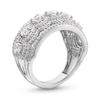 Thumbnail Image 3 of 1-1/2 CT. T.W. Diamond Scallop Frame center Row Band in 14K White Gold