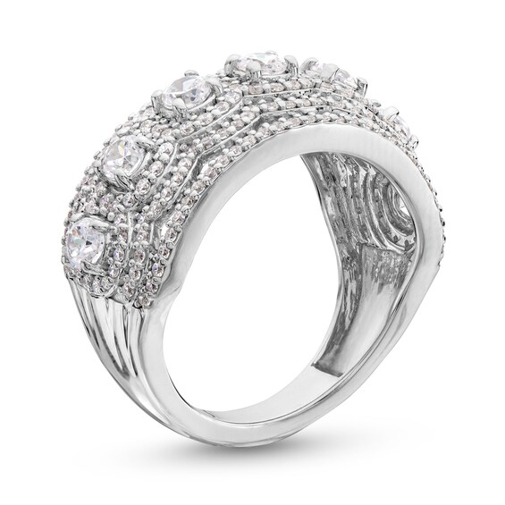 1-1/2 CT. T.w. Diamond Scallop Frame center Row Band in 14K White Gold