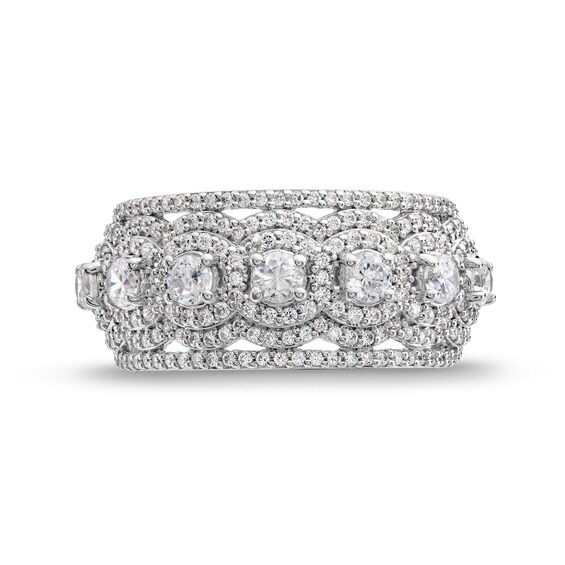 1-1/2 CT. T.w. Diamond Scallop Frame center Row Band in 14K White Gold