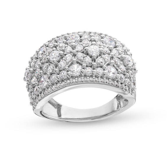 2 CT. T.w. Diamond Floral Composite center Row Band in 14K White Gold