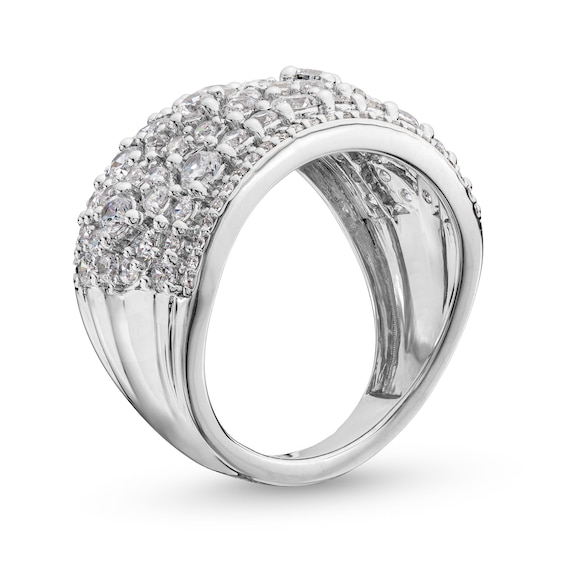 2 CT. T.w. Diamond Floral Composite center Row Band in 14K White Gold