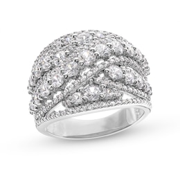 2-1/2 CT. T.W. Diamond Layered Multi-Row Criss-Cross Band in 14K White Gold
