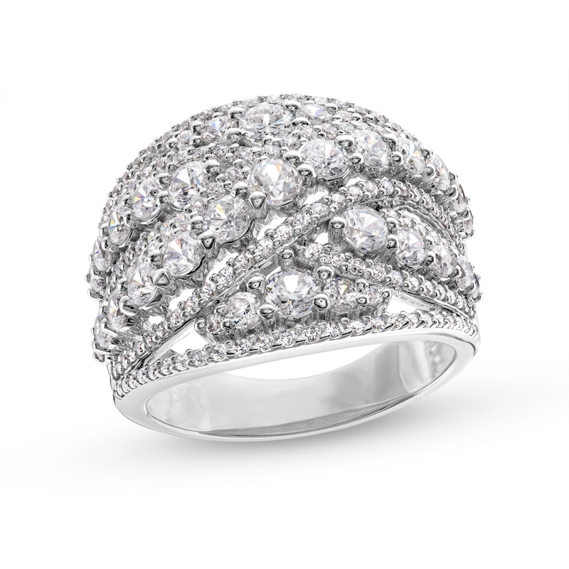 Main Image 1 of 2-1/2 CT. T.W. Diamond Layered Multi-Row Criss-Cross Band in 14K White Gold