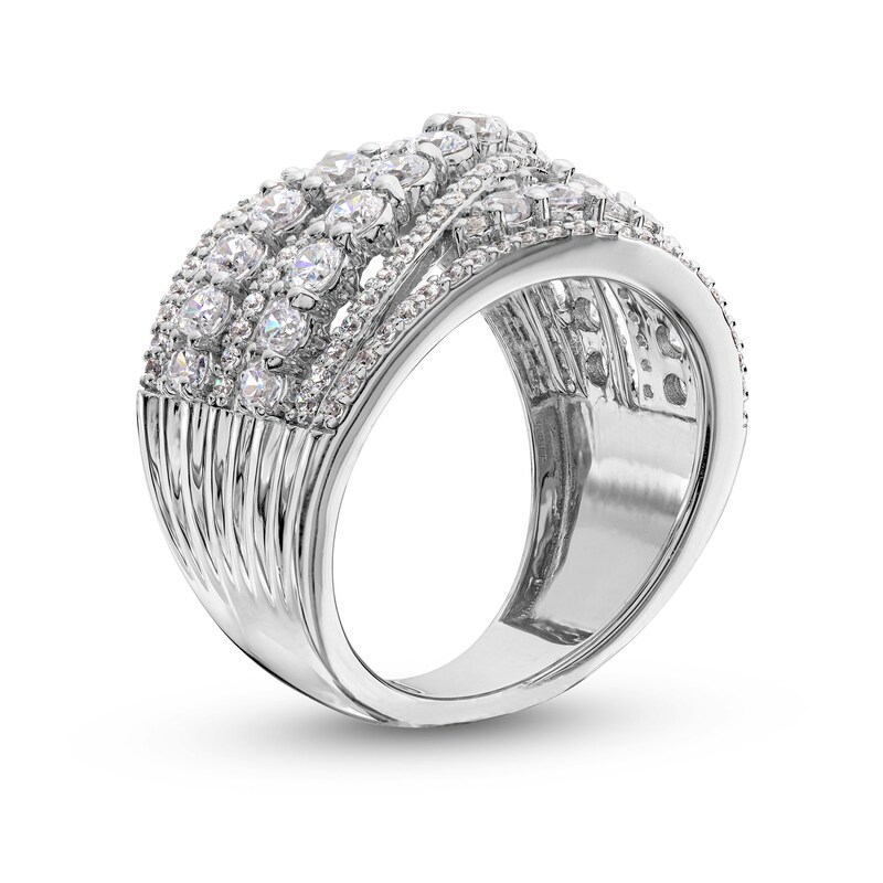 Main Image 3 of 2-1/2 CT. T.W. Diamond Layered Multi-Row Criss-Cross Band in 14K White Gold