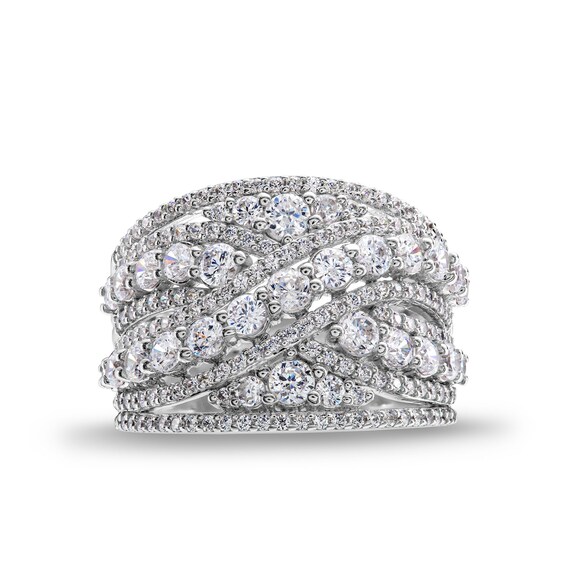 2-1/2 CT. T.w. Diamond Layered Multi-Row Criss-Cross Band in 14K White Gold