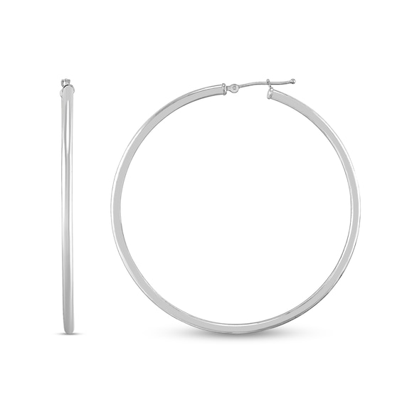59.0mm Tube Hoop Earrings in Hollow 14K Gold