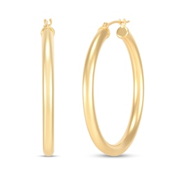 35.0mm Tube Hoop Earrings in Hollow 14K Gold