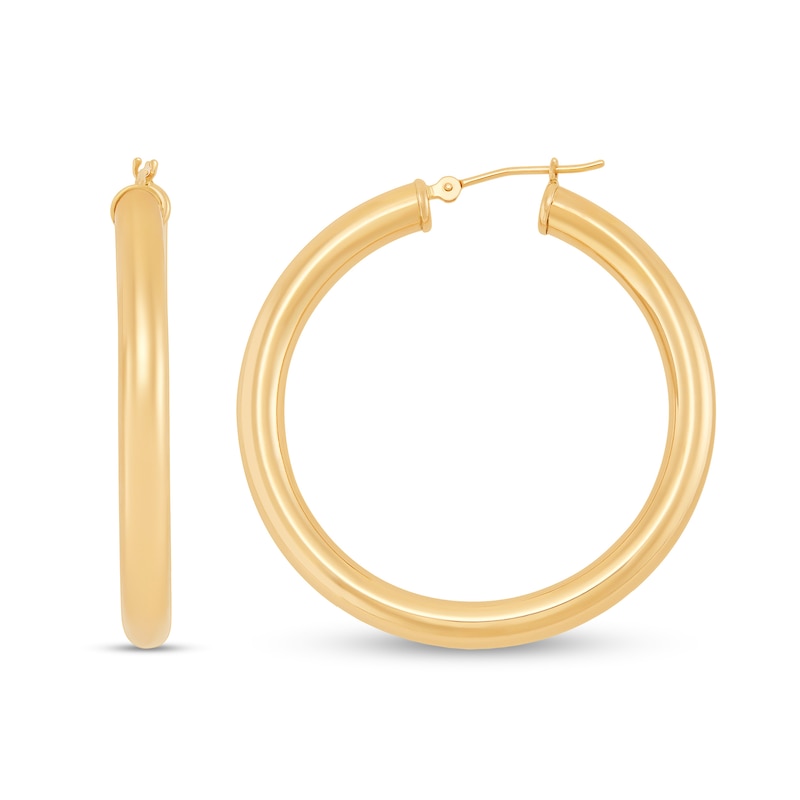 Main Image 1 of 40.0mm Tube Hoop Earrings in Hollow 14K Gold