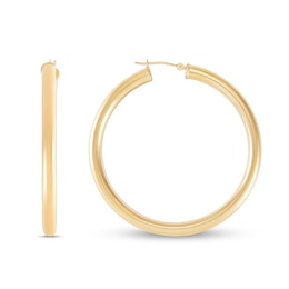 50.0mm Tube Hoop Earrings in Hollow 14K Gold