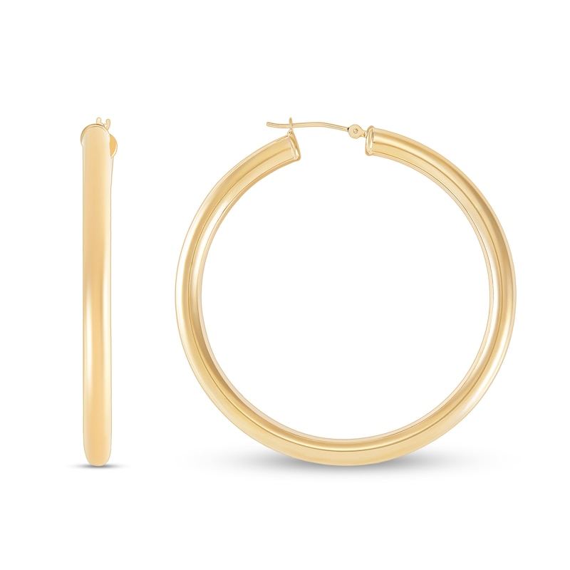 Main Image 1 of 50.0mm Tube Hoop Earrings in Hollow 14K Gold