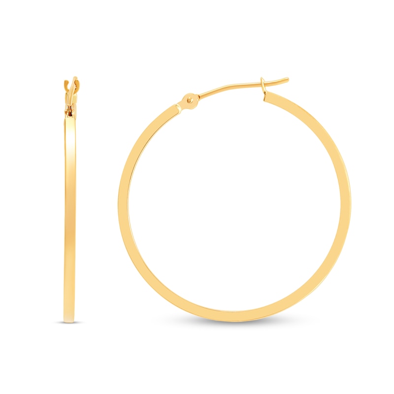 Main Image 1 of 30.0mm Square Tube Hoop Earrings in Hollow 14K Gold