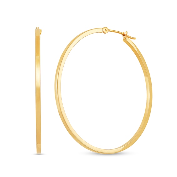 40.0mm Square Tube Hoop Earrings in Hollow 14K Gold