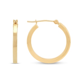 20.0mm Square Tube Hoop Earrings in Hollow 14K Gold