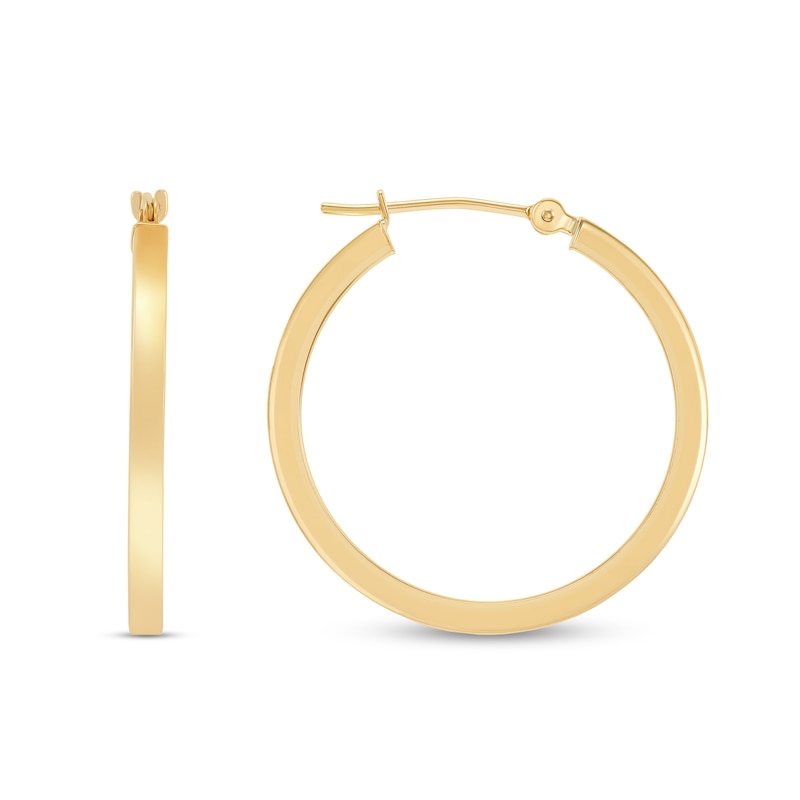 Main Image 1 of 25.0mm Square Tube Hoop Earrings in Hollow 14K Gold