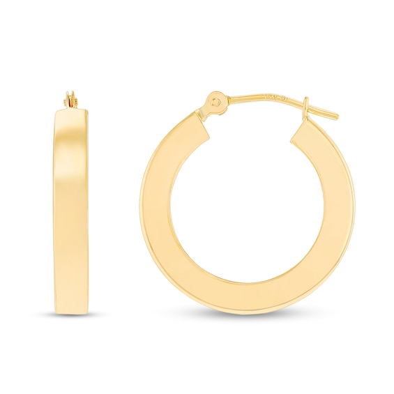 20.0mm Square Tube Hoop Earrings in Hollow 14K Gold