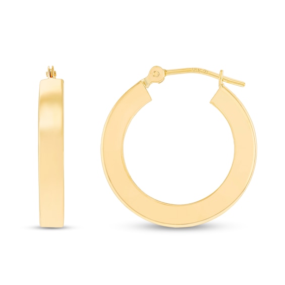 3.0 x 20.0mm Square Tube Hoop Earrings in Hollow 14K Gold