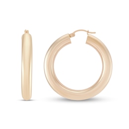 40.0mm Tube Hoop Earrings in Hollow 14K Gold