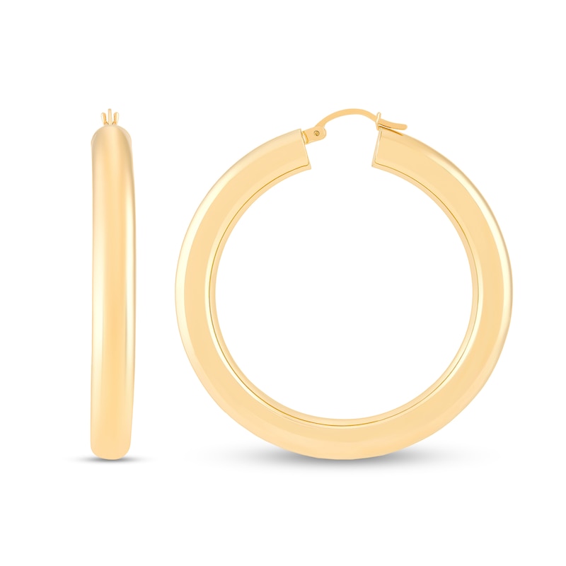 Main Image 1 of 50.0mm Tube Hoop Earrings in Hollow 14K Gold