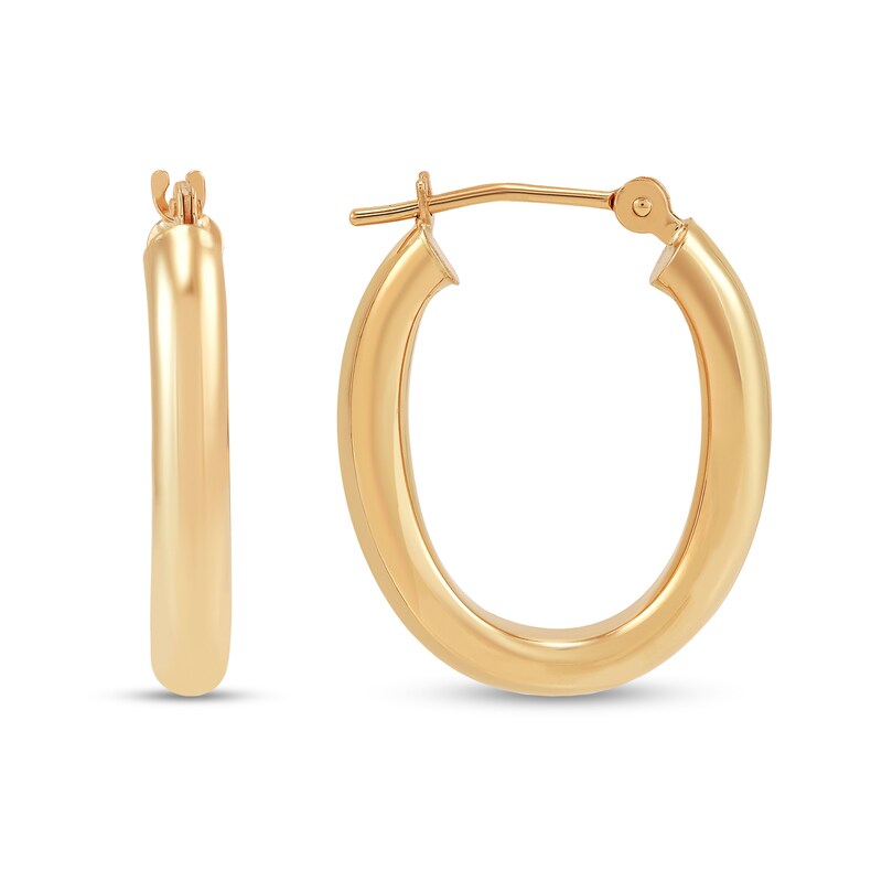 Main Image 1 of 20.0mm Oval Tube Hoop Earrings in Hollow 14K Gold