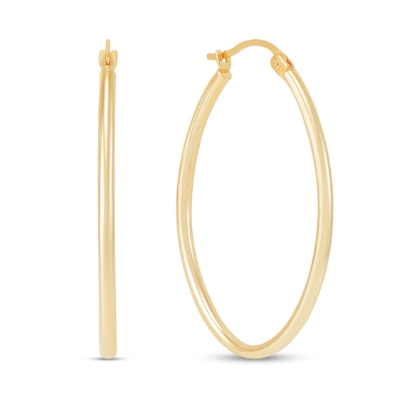 40.0mm Oval Tube Hoop Earrings in Hollow 14K Gold