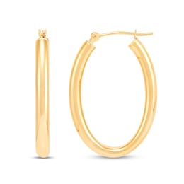 20.0mm Oval Tube Hoop Earrings in Hollow 10K Gold