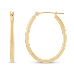 25.0mm Oval Tube Hoop Earrings in Hollow 10K Gold