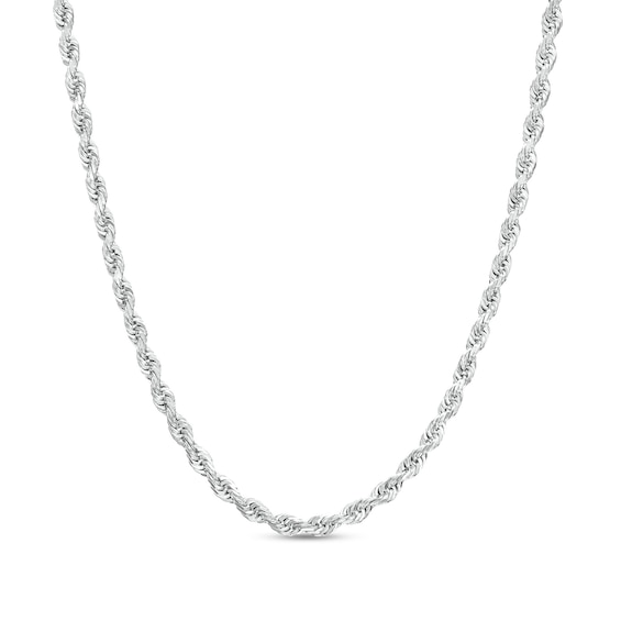 Diamond-Cut 1.6mm Rope Chain Necklace in Solid 10K White Gold - 20"