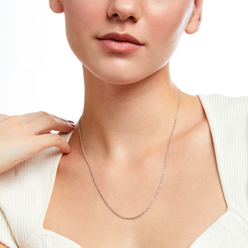 Main Image 2 of Diamond-Cut 1.6mm Rope Chain Necklace in Solid 10K White Gold - 20"