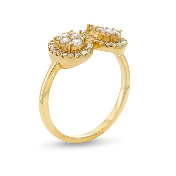 1/2 CT. T.w. Diamond Oval-and Pear-Framed Ring in 10K Gold