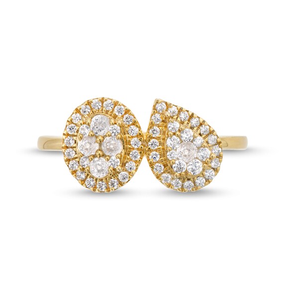 1/2 CT. T.w. Diamond Oval-and Pear-Framed Ring in 10K Gold
