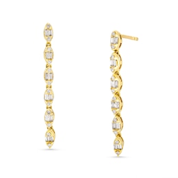 1/3 CT. T.W. Diamond Marquise-Frame Linear Drop Earrings