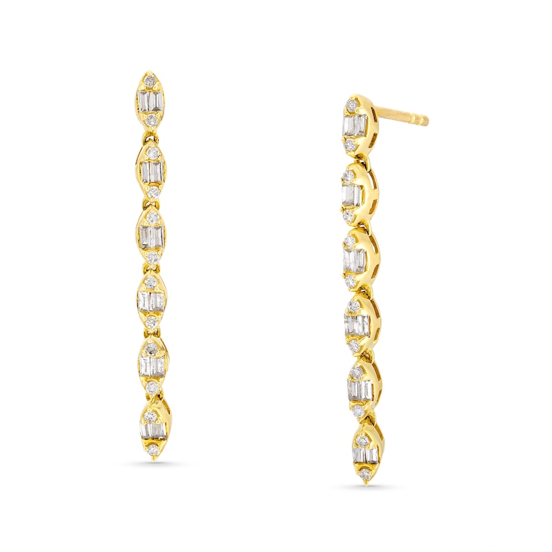 Main Image 1 of 1/3 CT. T.W. Diamond Marquise-Frame Linear Drop Earrings